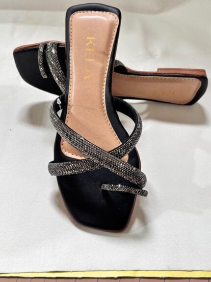 Rasteira premium gold black cristal - 38