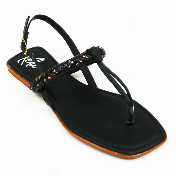 Rasteira Kela Prime Cristal Noir