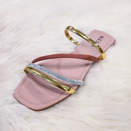 Rasteira Kela Prime Nude Gold Charm - 35