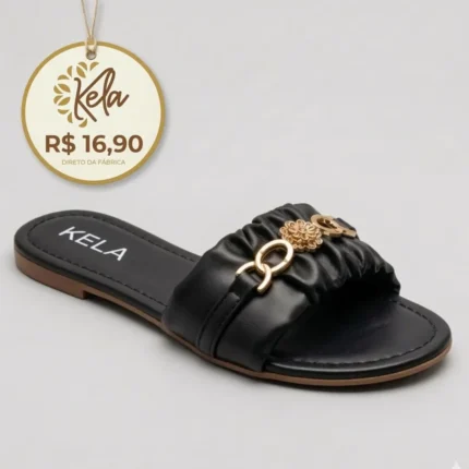 Rasteira KELA Scrunchie Elegance Preta