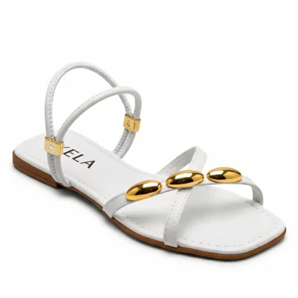 Rasteira KELA Prime Adornos Gold Branca - 36