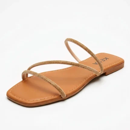 Rasteira Kela Prime Square Glam Caramelo - 38