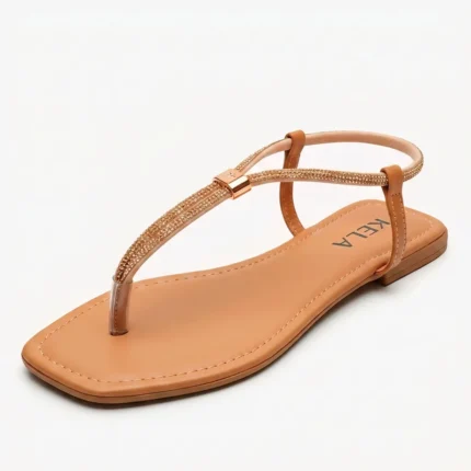 Rasteira Kela Prime Caramelo Strass - 34