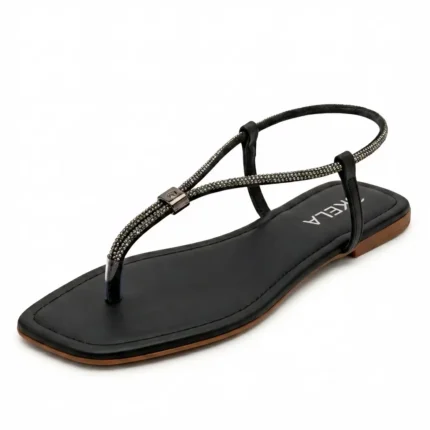 Rasteira Kela Prime Strass Preta - 39