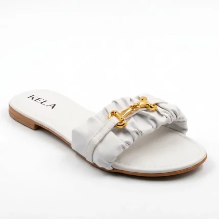 Rasteira KELA Slide Franzida Branca