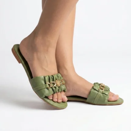 Rasteira Kela verde glam