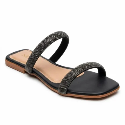 Rasteira Premium KELA Dupla Strass Ônix - 38