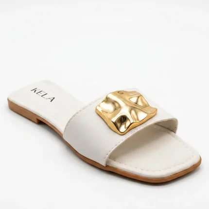 Rasteira Prime KELA Branca Joia - 37