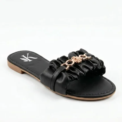Rasteira K Scrunchie Elegance Preta - 36