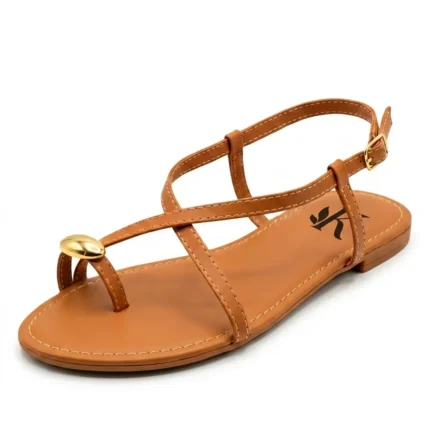 Rasteira K Elegance Cruzada Castanho - 39