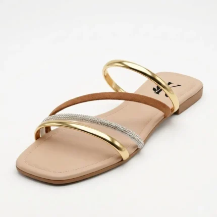 Rasteira K Nude Gold Charm - 34