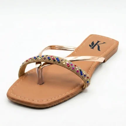 Rasteira K Rosé Luxo Multicristal - 39